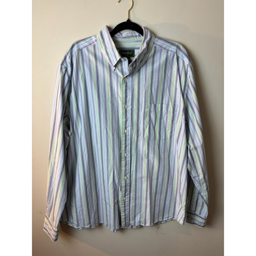 Eddie Bauer Mens XL Button Down Shirt Striped Long Sleeve Outdoor Casual